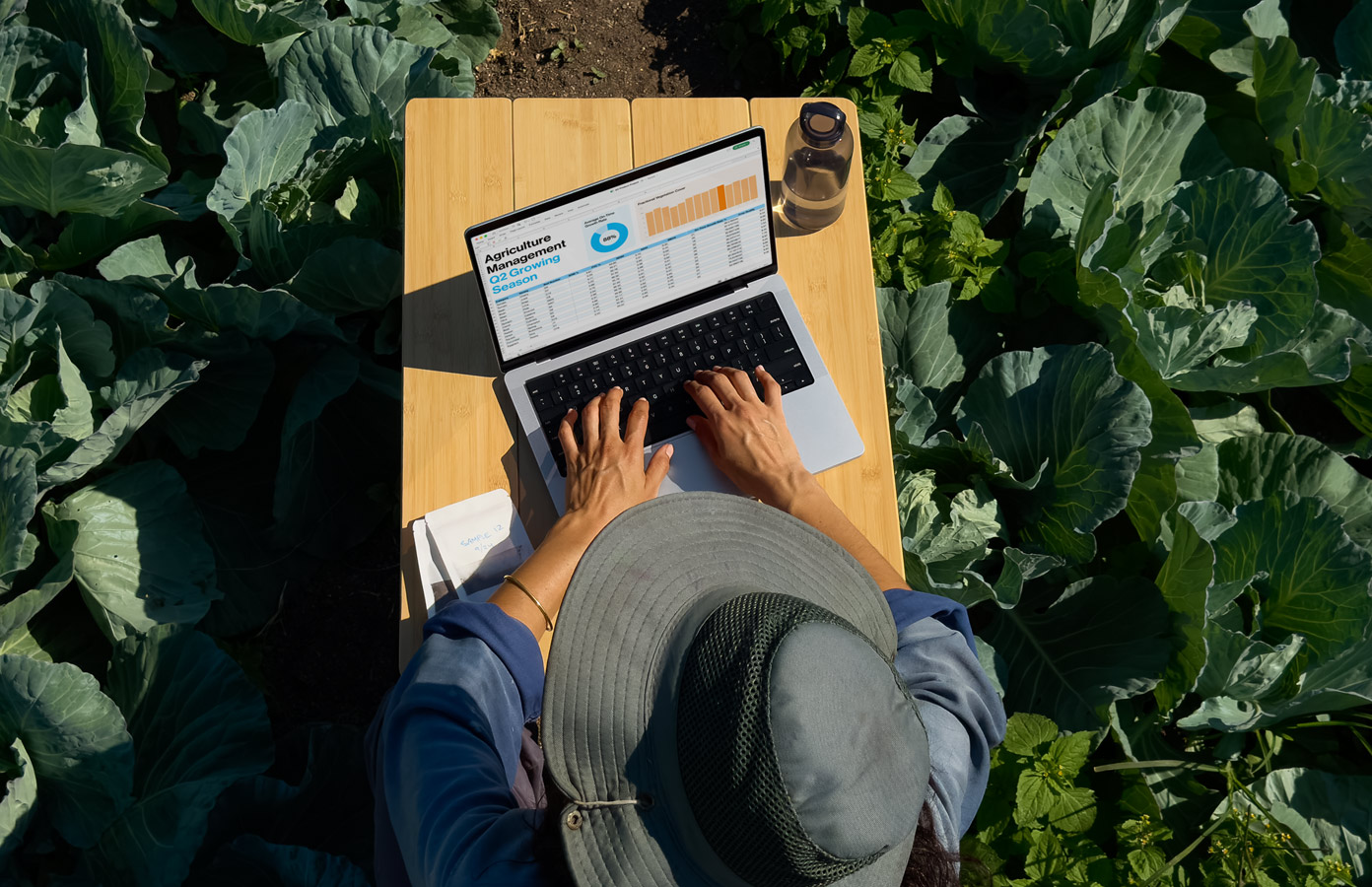 Person working on a laptop outdoors